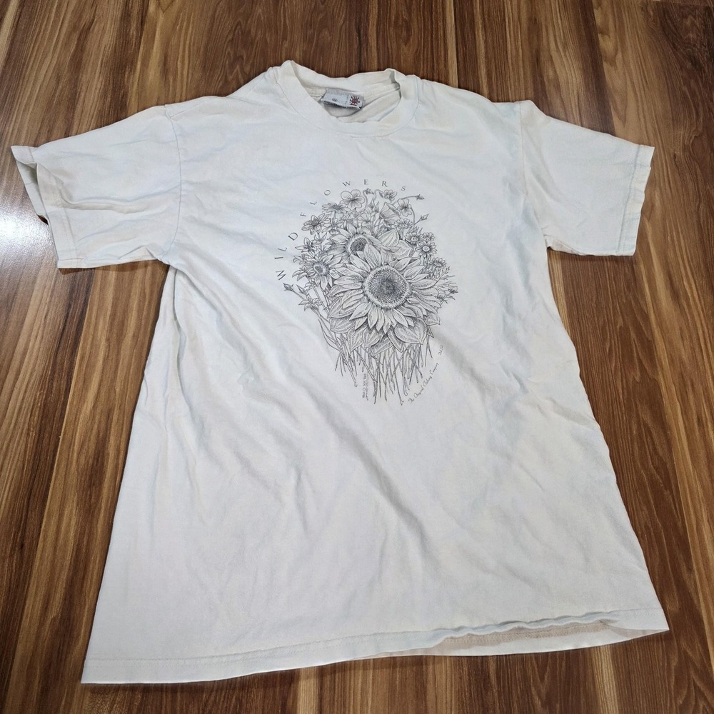 Vintage Wildflowers Sunflower‎ Shirt Mens Medium White Del Sol 1998 Graphic Tee